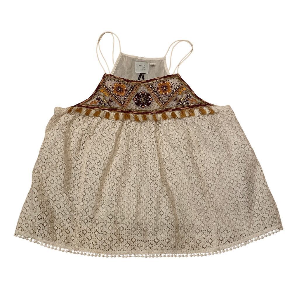 HD in Paris 10 Lace Tank Top | Embroidered Boho Festival Tassel Beaded Blouse